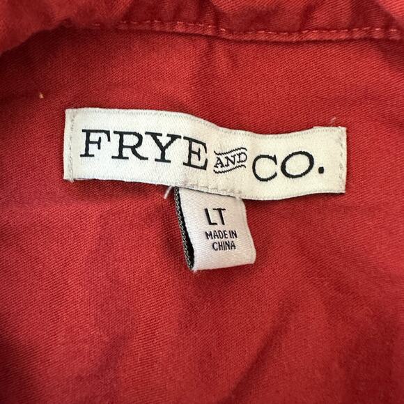 frye and co. mens polo shirt lt tall burgundy cotton blend short sleeve preowned - Picture 3 of 9